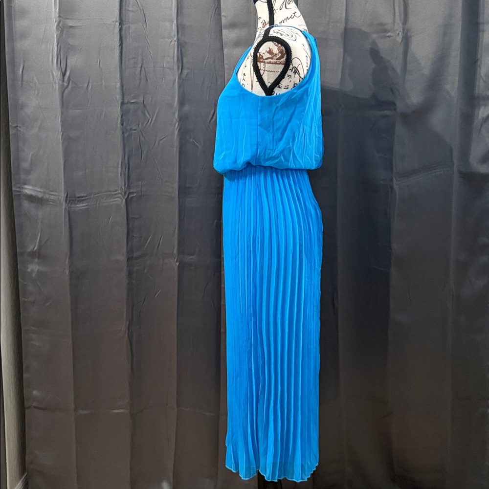 Sam Edelman Vibrant Blue Pleated Midi Dress - Picture 3 of 7
